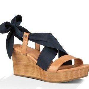 Ugg Sedona Ribbon Tie Wedge Sandals, size 7.5
